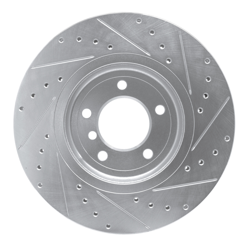 BMW 330I Brake Rotor (1) - Front Left - R1 Concepts - Drilled & Slotted - Silver - `01-`08